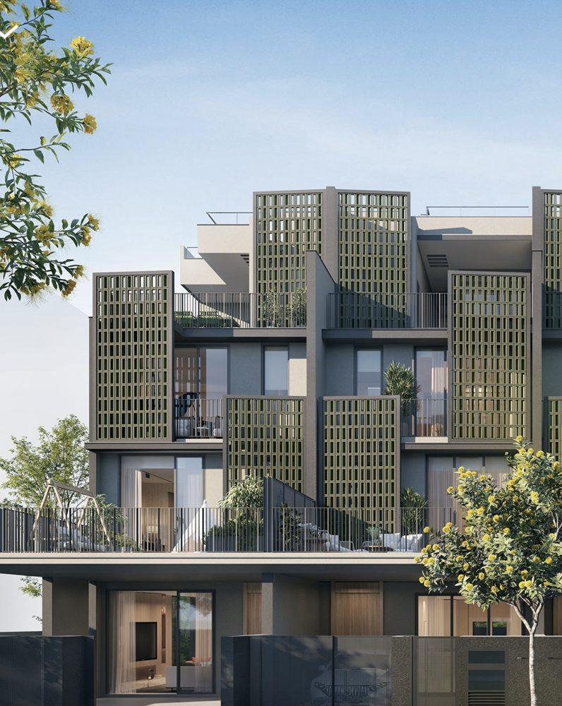 Luxus Hill cluster homes with screened facades